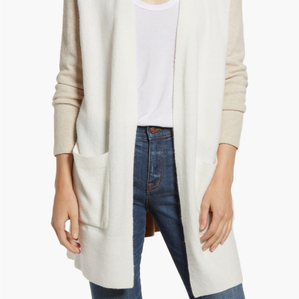 Madewell Women's Cream Open-Front Sweater